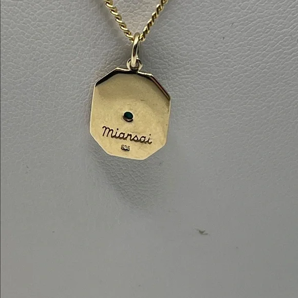 Miansai Umbra Chalcedony Necklace Green Enamel Gold Vermeil - Picture 3 of 4